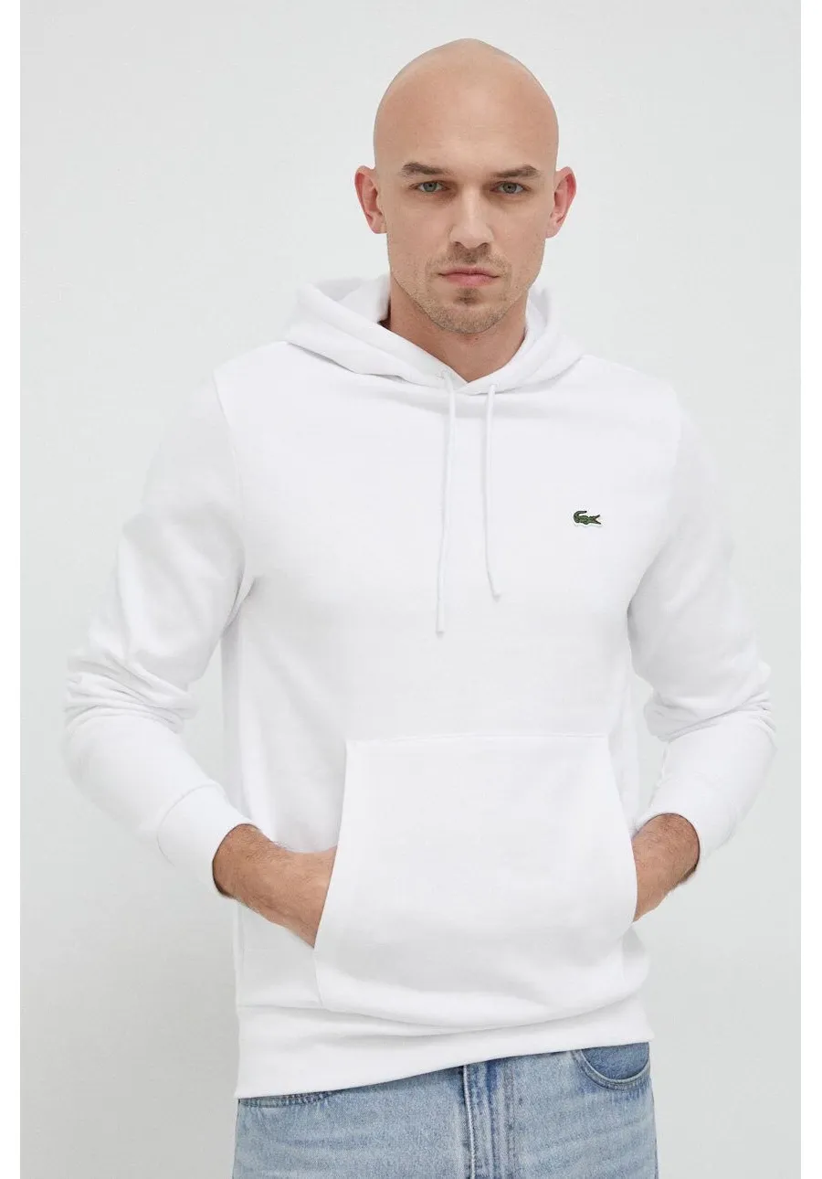 obrazek 1 Lacoste bluza kolor biały z kapturem gładka
