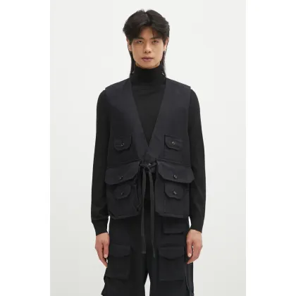 Zdjęcie Engineered Garments bezrękawnik jeansowy Fowl Vest męski kolor czarny przejściowy 24F1C002