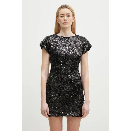 Zdjęcie GANNI sukienka Velvet Sequins Mini kolor czarny mini dopasowana T4045