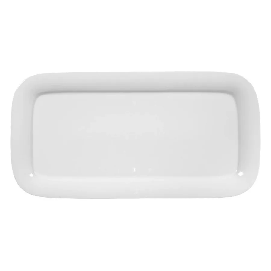 obrazek 1 Nowoczesny biały prostokątny talerz do ciasta wykonany z porcelany – Tettau