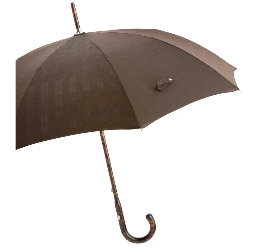 obrazek 8 Stylowy brązowy parasol męski z piękną oryginalną rączką - Pasotti