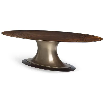 Picture Oval table from the 1950s, made of Makassar ebony