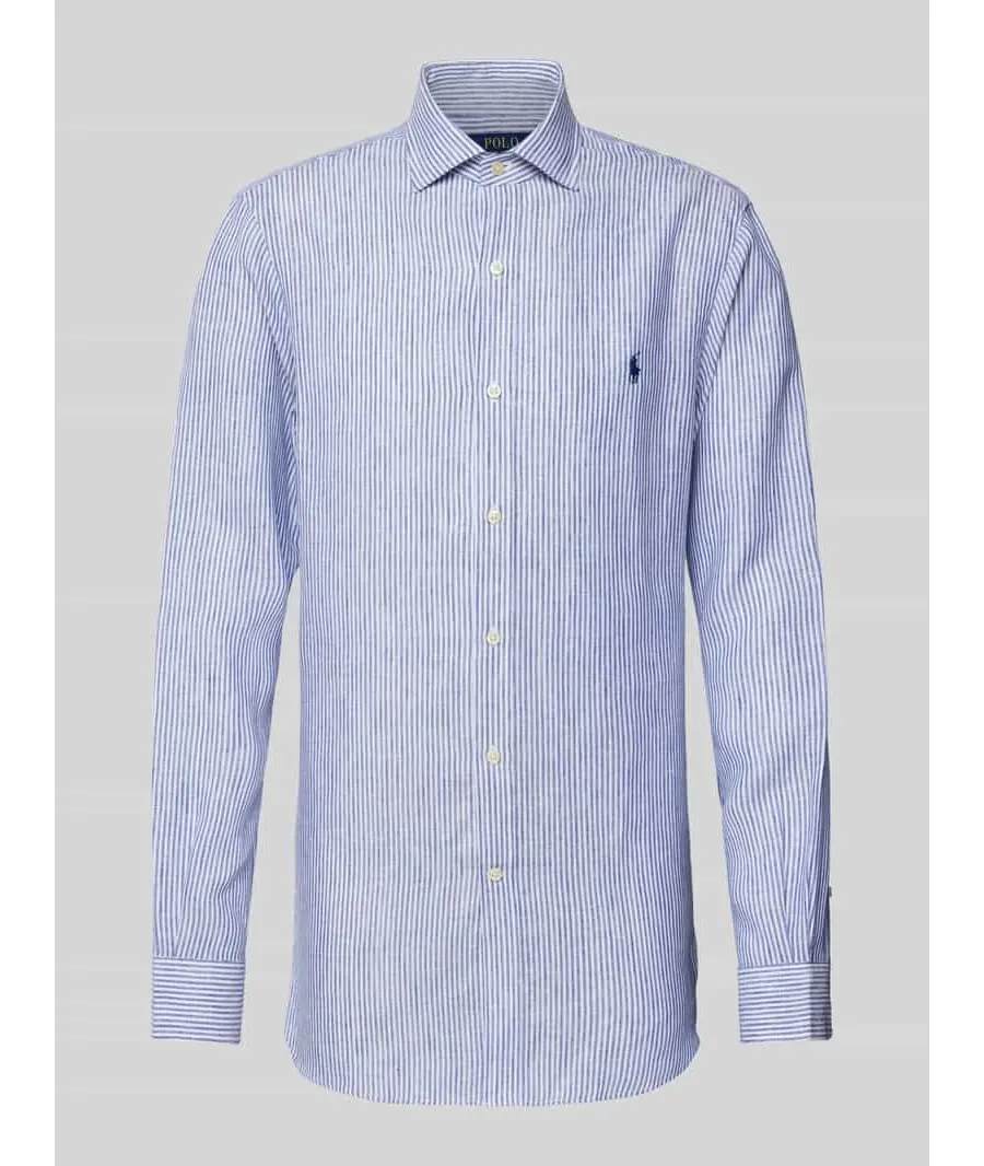 obrazek 1 Koszula lniana o kroju Slim Fit z wzorem w paski