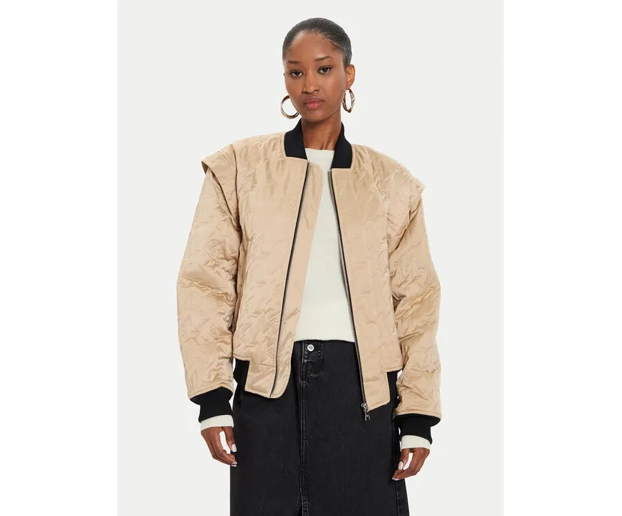 obrazek 1 KARL LAGERFELD Kurtka bomber 245W1506 Beżowy Regular Fit