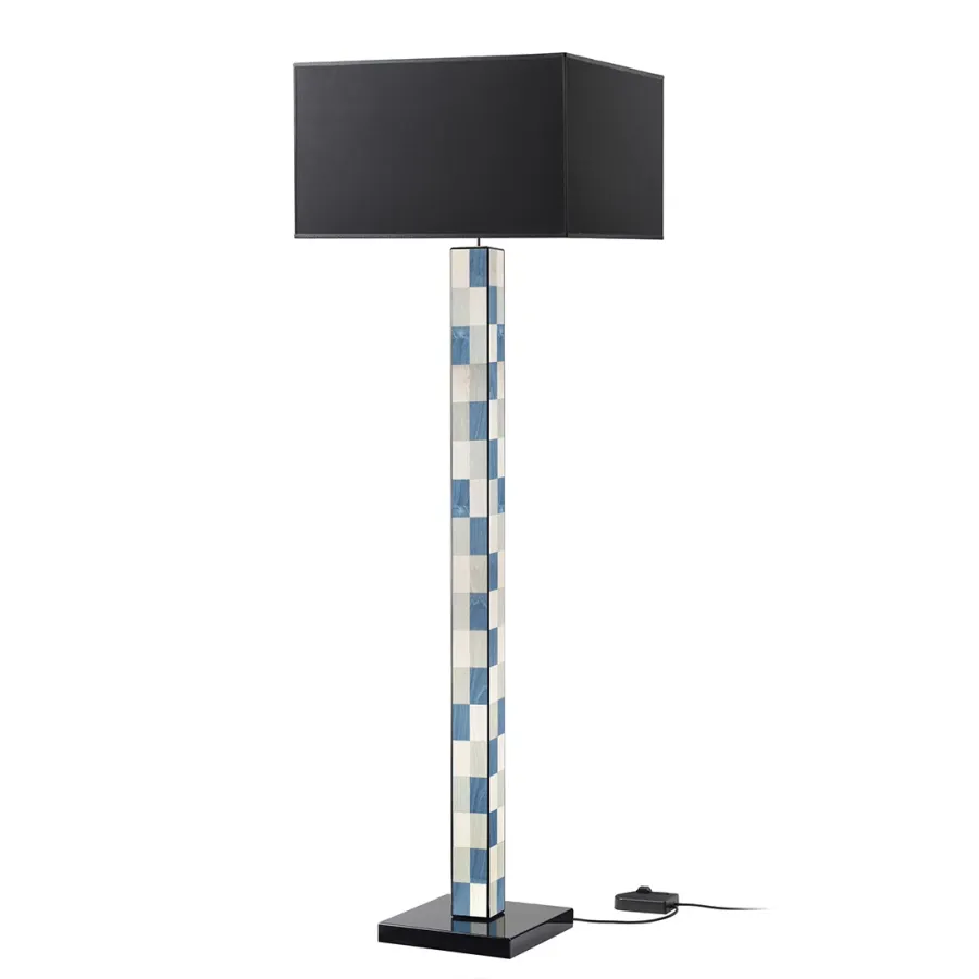obrazek 1 Stylowa lampa stojąca z drewna i inkrustowanego forniru