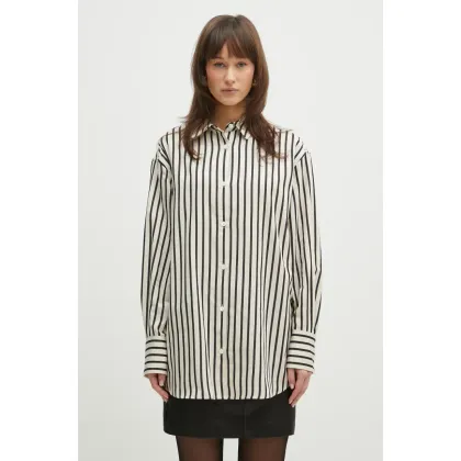 Zdjęcie Anine Bing koszula bawełniana Plaza Shirt damska kolor beżowy relaxed z kołnierzykiem klasycznym A.07.10881