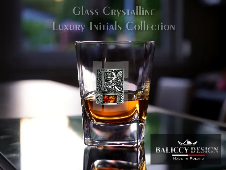 obrazek 1 Szklanka do whisky Quadro bursztyn inicjały