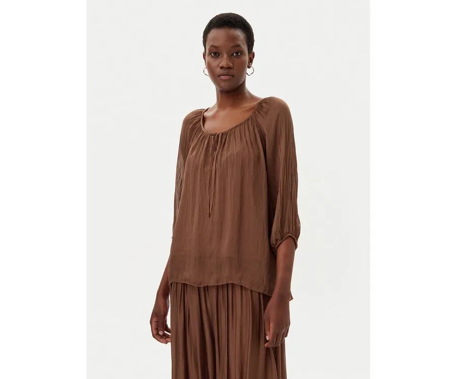 obrazek 1 ViCOLO Bluzka TD0020 Brązowy Loose Fit