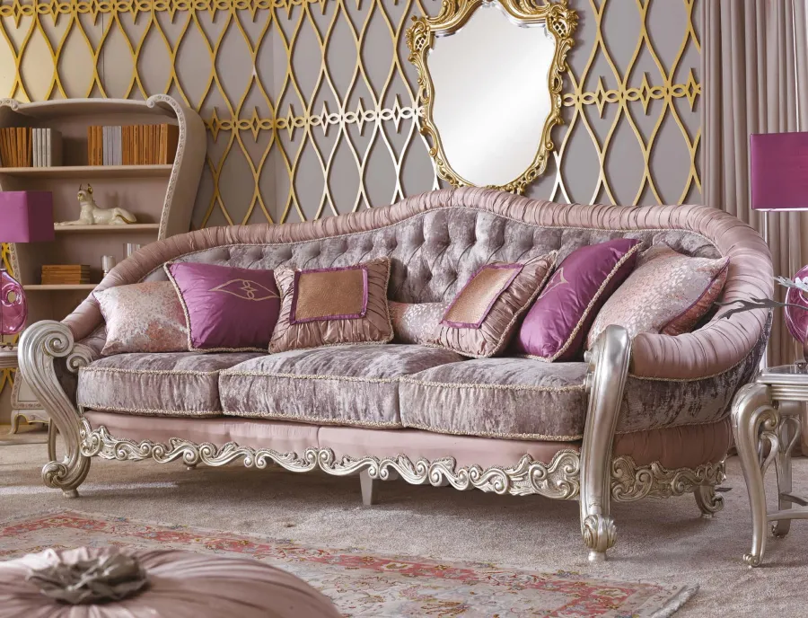 obrazek 1 Włoska różowa trzyosobowa sofa - Morello Gianpaolo