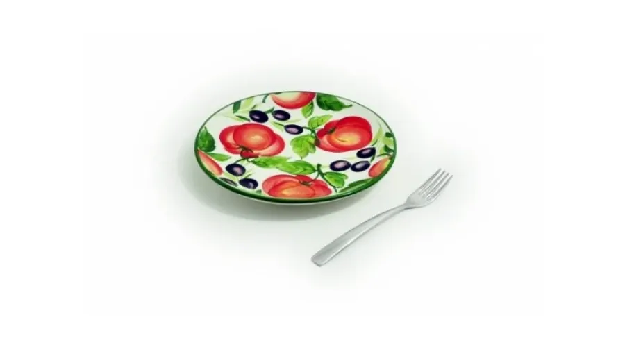 obrazek 2 Oryginalny malowany talerz zdobiony pomidorami i oliwkami - Le Ceramiche