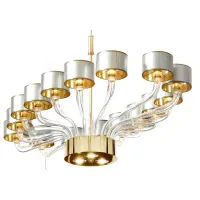 Picture Modern oval chandelier made of transparent Murano glass - Il Paralume Marina