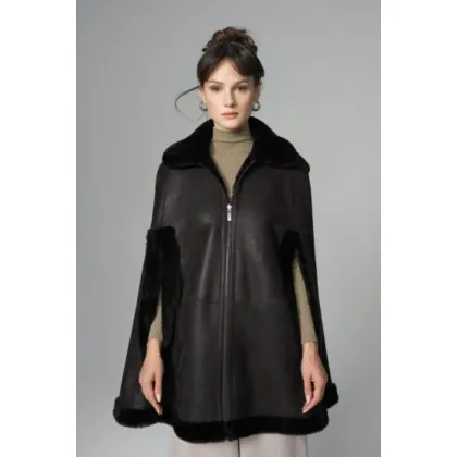 Picture Elegant merino fur poncho from a Romanian brand