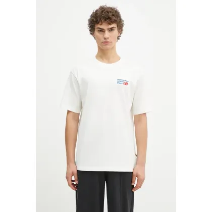 Zdjęcie New Balance t-shirt bawełniany męski kolor beżowy z aplikacją MT41908SST