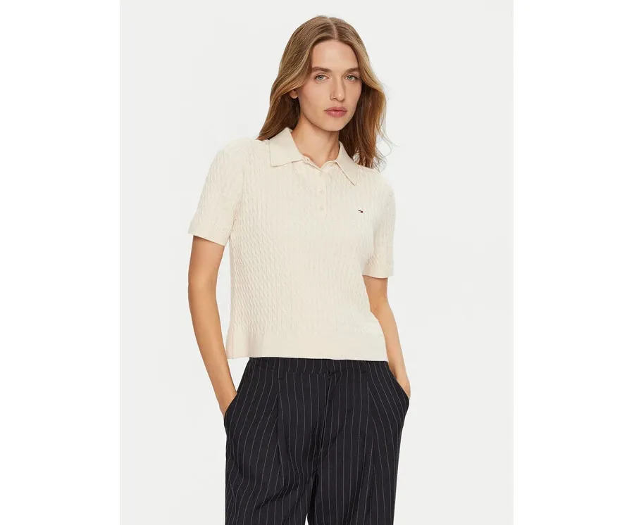 obrazek 1 Tommy Hilfiger Sweter WW0WW43957 Écru Regular Fit