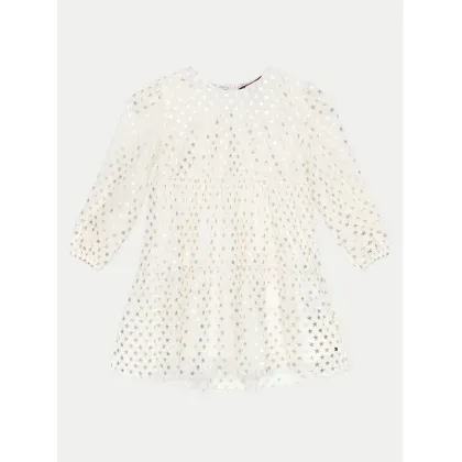 Zdjęcie Tommy Hilfiger Sukienka elegancka Foil Star Dress Ls KG0KG08210 M Écru Regular Fit