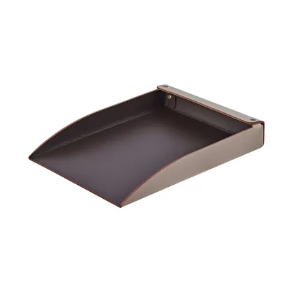 Zdjęcie Wyjątkowa taca na dokumenty A4 32х23хH4 cm wykonana ze skóry w kolorze cappuccino