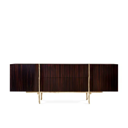 Picture Night Jungle wood veneer chest of drawers for a luxurious living room - Ginger & Jagger