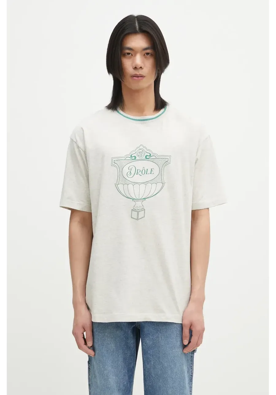 obrazek 1 Drôle de Monsieur t-shirt bawełniany Le T-Shirt Drule Cup męski kolor szary z nadrukiem G-TS234-CO165-GY