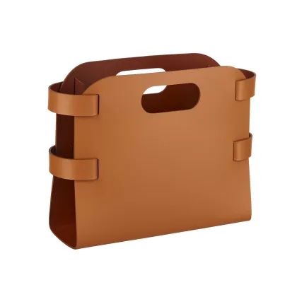 Zdjęcie Skórzany gazetnik 16x36xH25 cm w stylowym kolorze karmelowego brązu