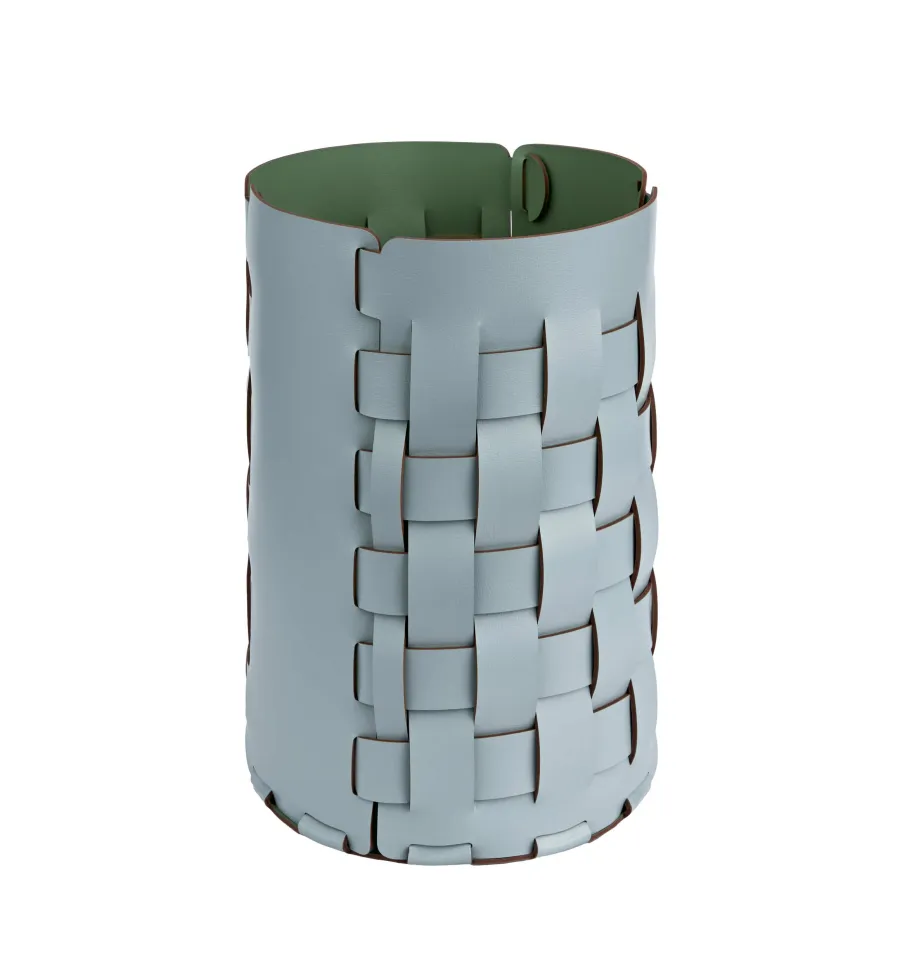 obrazek 1 Prestiżowy koszyk Bottega wykonany ze skóry w kolorze błękitu nieba