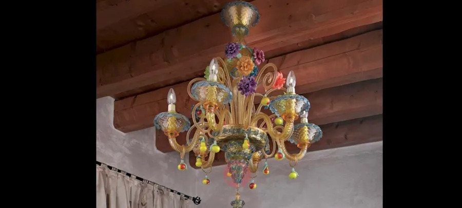 obrazek 1 Kwiatowy żyrandol ze szkła Murano z Włoch - Vetreria Artistica Rosa