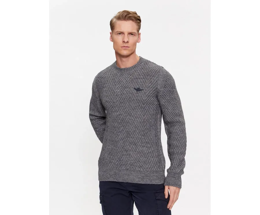 obrazek 1 Aeronautica Militare Sweter 232MA1457L509 Szary Regular Fit