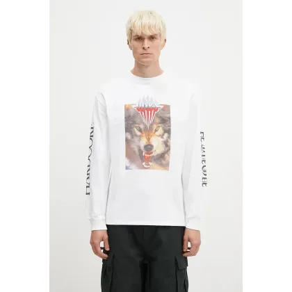 Zdjęcie Aries longsleeve bawełniany Wolf Longsleeve Tee kolor biały z nadrukiem AR6002202