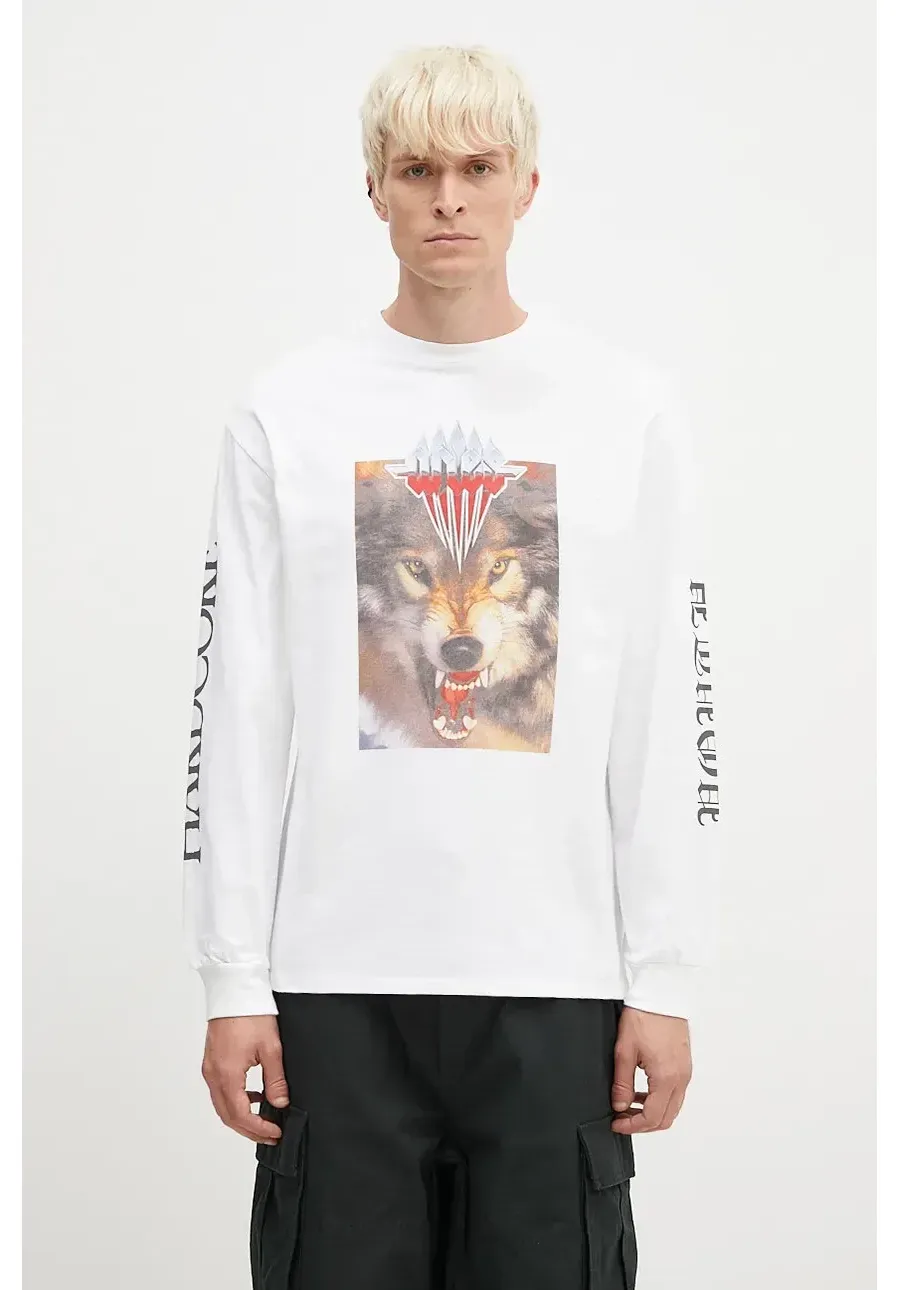 obrazek 1 Aries longsleeve bawełniany Wolf Longsleeve Tee kolor biały z nadrukiem AR6002202