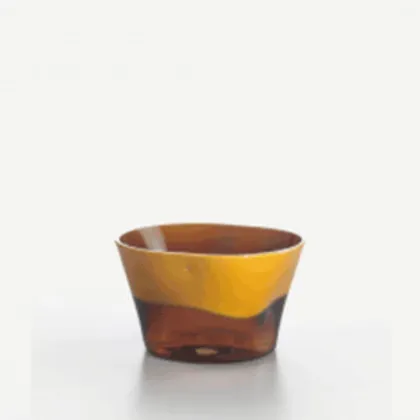 Zdjęcie Szykowna żółta dekoracyjna miska z włoskiego szkła Murano