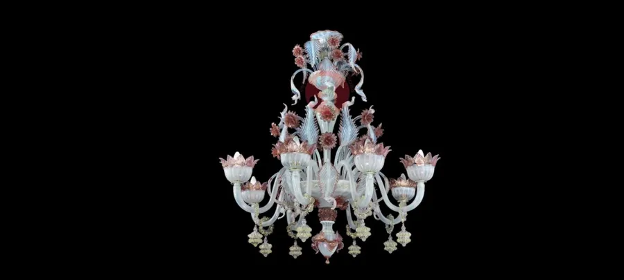 obrazek 2 Elegancki klasyczny żyrandol ze szkła Murano z Włoch - Vetreria Artistica Rosa