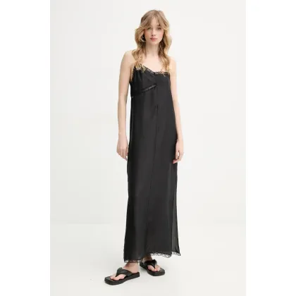 Zdjęcie MM6 Maison Margiela sukienka jedwabna kolor czarny maxi prosta S52CT0785.M35244