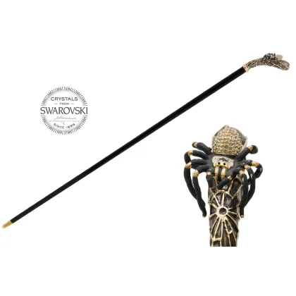 Zdjęcie Oryginalna czarna laska z uchwytem w kształcie tarantuli – Pasotti