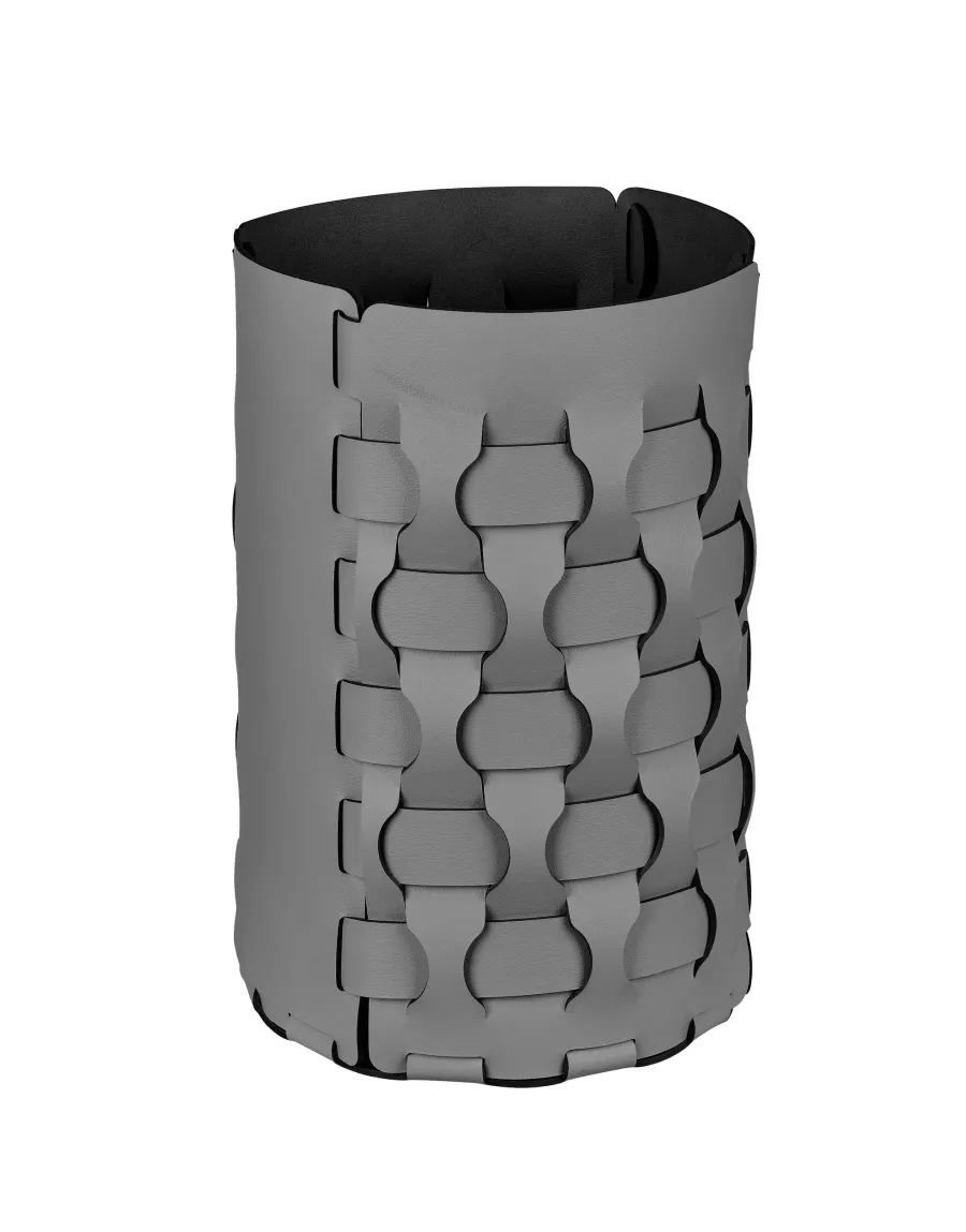 obrazek 1 Pleciony skórzany koszyk Dubai w kolorze szarym