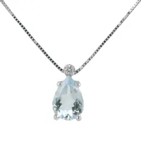 Picture Stylish necklace with an aquamarine and diamond pendant
