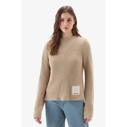 Zdjęcie Woolrich sweter bawełniany Natural Dyeing kolor beżowy CFWWKN0211FRUF0670-8743