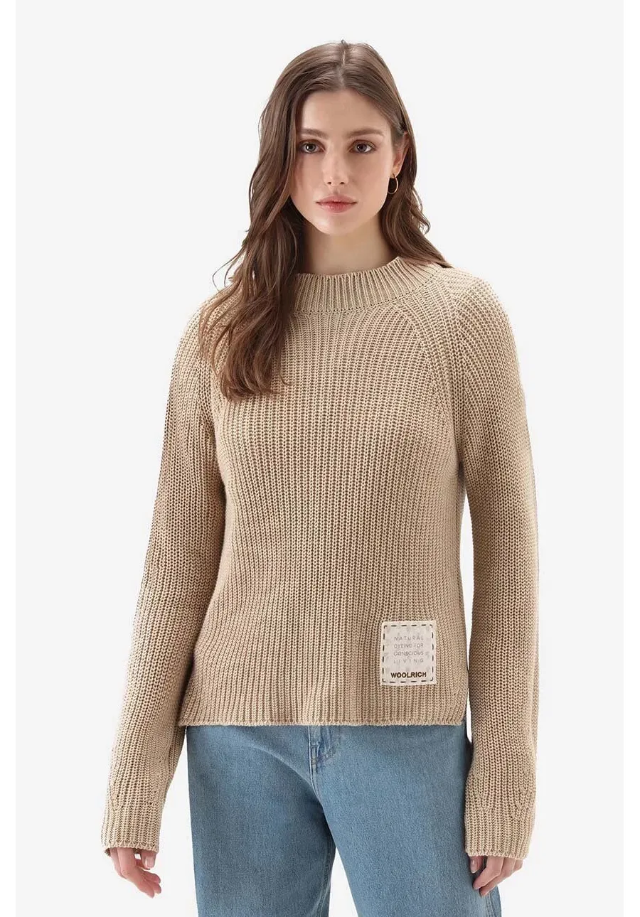 obrazek 1 Woolrich sweter bawełniany Natural Dyeing kolor beżowy CFWWKN0211FRUF0670-8743