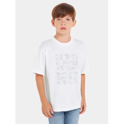 Zdjęcie Calvin Klein Jeans T-Shirt Inst Ck Aop IB0IB02106 Biały Boxy Fit