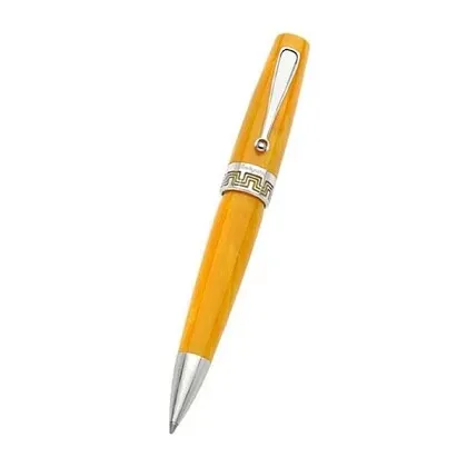 Picture Miya Ballpoint Pen Silver/Yellow Celluloid Montegrappa