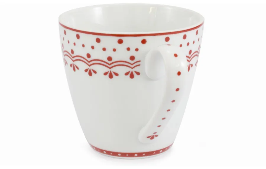 obrazek 3 Stylowy czeski kubek z porcelany z czerwonym zdobieniem z kolekcji HyggeLine - wariant 1 – Leander