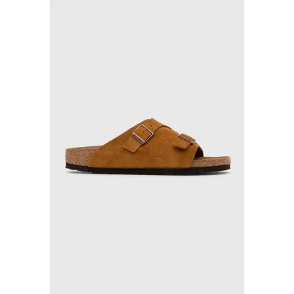 Zdjęcie Birkenstock klapki zamszowe Zürich damskie kolor pomarańczowy 1023891