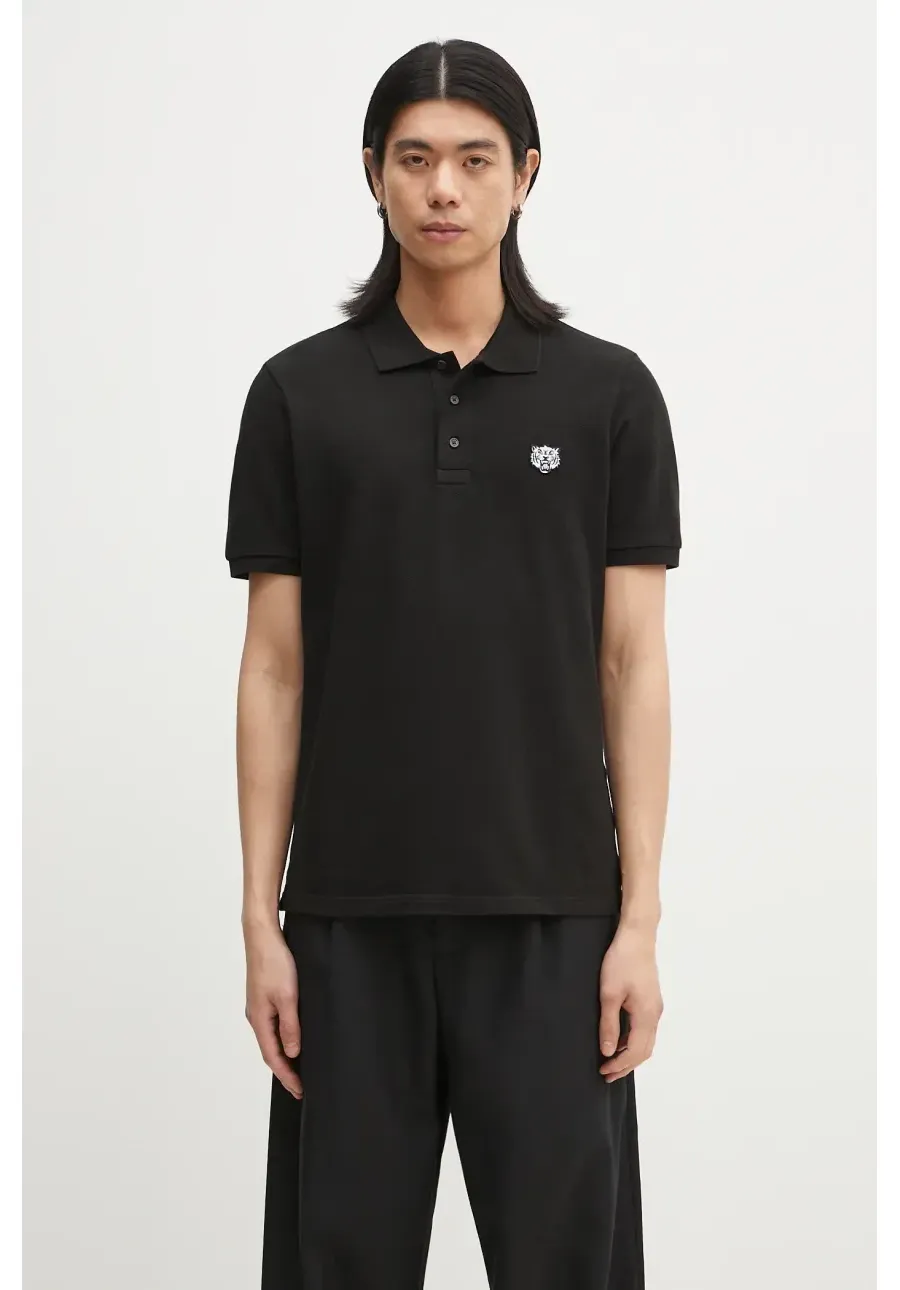 obrazek 1 Kenzo polo bawełniane Happy Tiger męski kolor czarny gładki FF55PO5434PU.99J