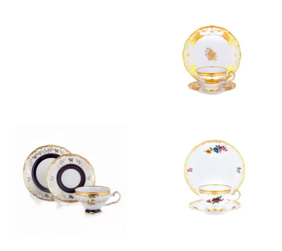 obrazek 2 Zestaw 18 filiżanek z talerzykami z porcelany