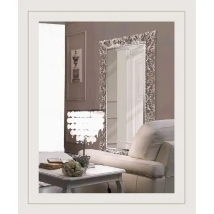 Zdjęcie Rzeźbione, prostokątne, duże, srebrne lustro z Włoch - Casa + 39