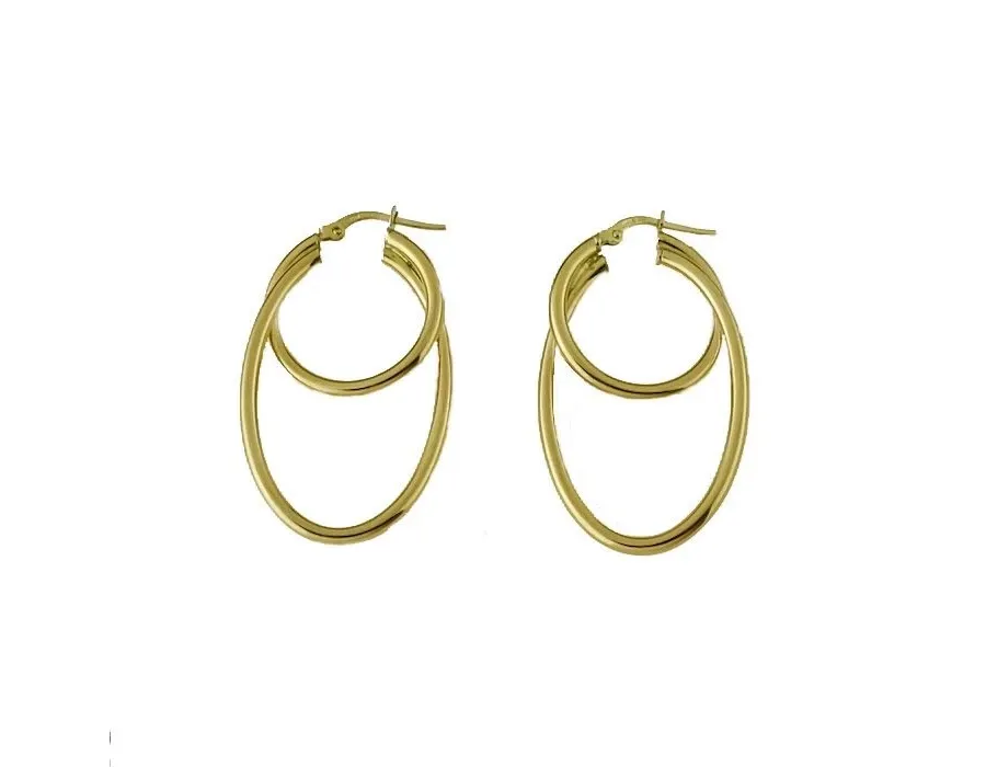 obrazek 1 Stylowe podwójne kolczyki beczki z okrągłym kółkiem o średnicy 16 mm