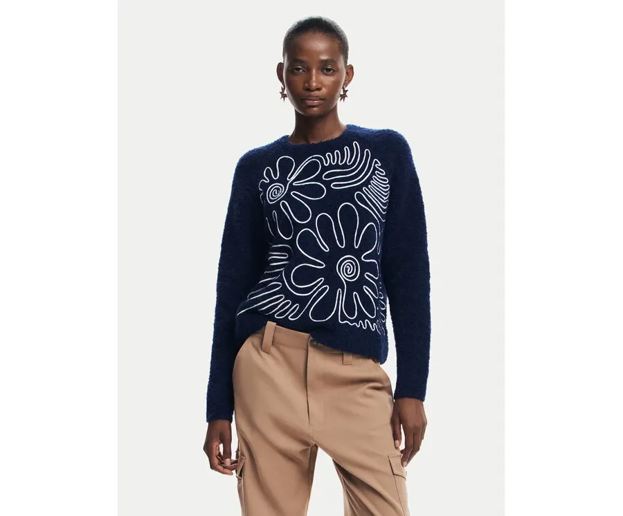 obrazek 1 Desigual Sweter Cambridge 24WWJF68 Granatowy Regular Fit