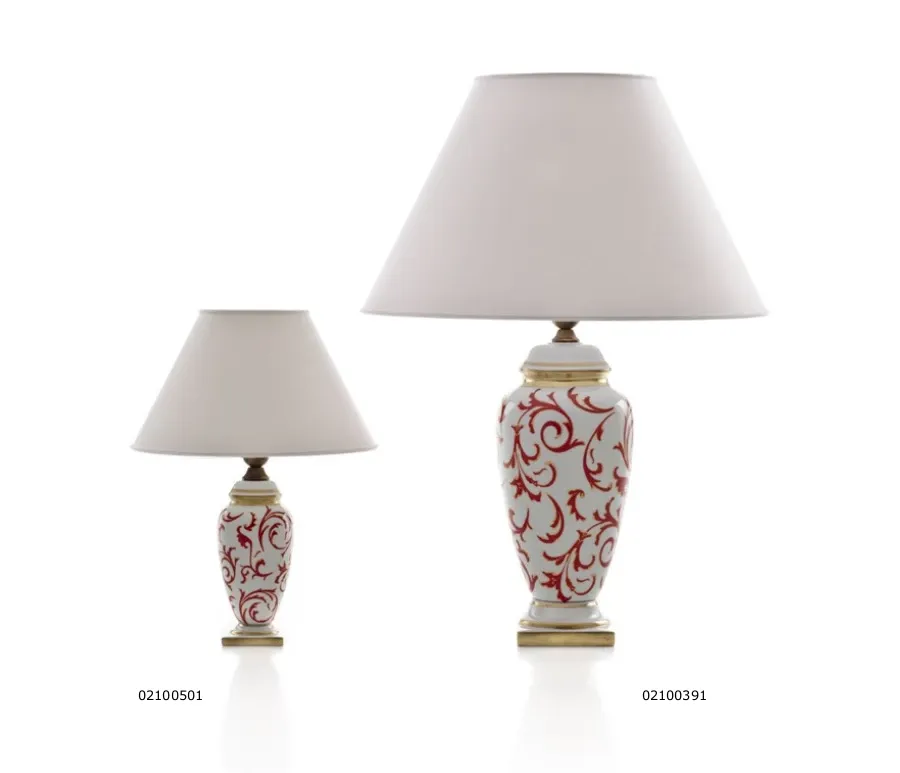 obrazek 2 Lampa z porcelany zdobiona czerwonym motywem roślinnym