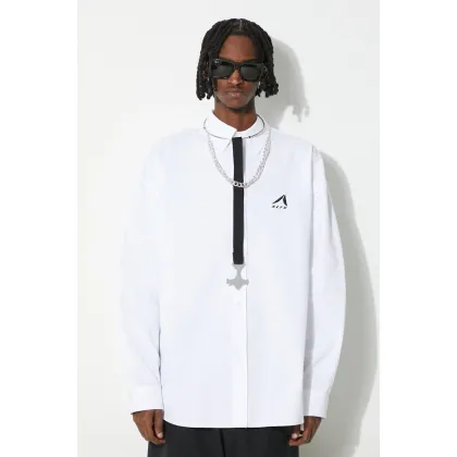Zdjęcie 1017 ALYX 9SM koszula bawełniana Oversized Logo Poplin Shirt męska kolor biały relaxed z kołnierzykiem klasycznym AAMSH0234FA01