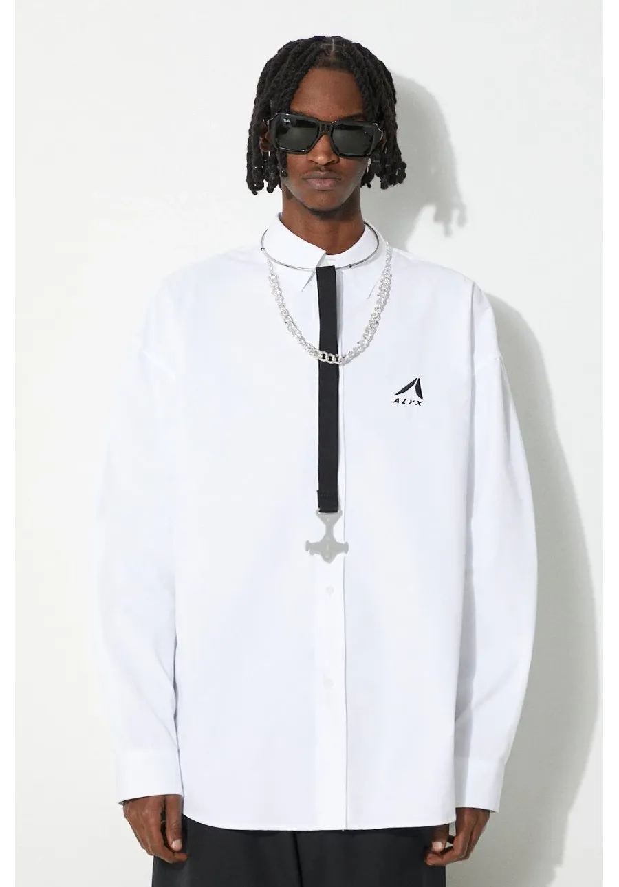 obrazek 1 1017 ALYX 9SM koszula bawełniana Oversized Logo Poplin Shirt męska kolor biały relaxed z kołnierzykiem klasycznym AAMSH0234FA01