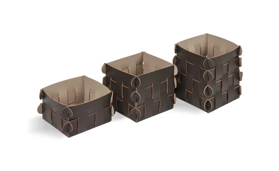 obrazek 2 Skórzany koszyk Shlesser 13x13xH13 cm w kolorze czekoladowym