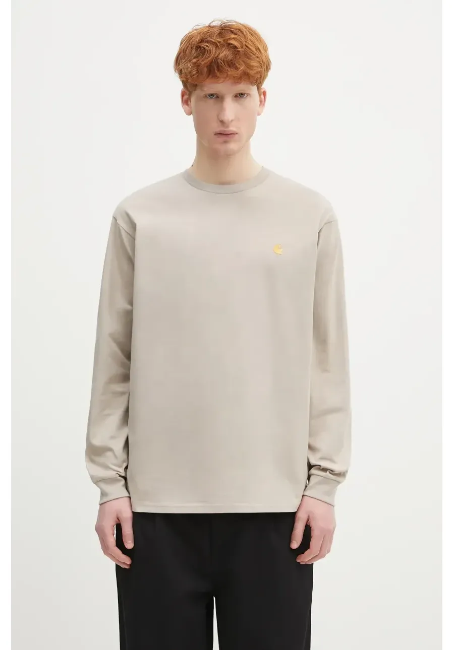 obrazek 1 Carhartt WIP longsleeve bawełniany L/S Chase T-Shirt kolor beżowy gładki I026392.2Q6XX